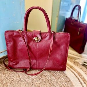 Vintage Capezio Wine Red Satchel Shoulder Bag with Star Charm